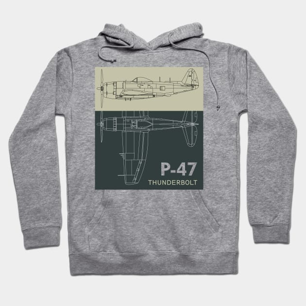 Legendary Wings: P-47 Thunderbolt Roars Again Hoodie by Blue Gingko Designs LLC